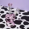 9 pouces verre rose Bong forme de coeur narguilé Shisha bécher Dab plate-forme fumer tuyau d'eau filtre barboteur avec receveur de glace