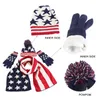 Noel Aile Eşarp Kiti Sonbahar / Kış Sıcak Union Jack Yün Şapka Eldiven 3 Setleri