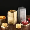 Dîne jetable 50 PCS Mini Square Moon Cake Container plateaux Boîte d'emballage Boîte de mariage Party Faven Boîtes 50g Mooncake Egg-Yolk