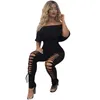 Kvinnor Designer Jumpsuits Summer Slim Sexig Off Shoulder Lotus Leaf Burnt Flower Jumpsuit Strapless Kortärmad Hål Ut Ladies Nya Rompers