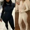 Women's Jumpsuits & Rompers Lady Slim Fitness Playsuit Black White Color Bodycon Long Sleeves Jumpsuit Female Sports Romper Skinny Trousers