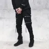 Męskie spodnie Houzhou Black Cargo Punk Rave Joggers Mężczyźni Jogging Techwear Jesień Koreański Streetwear Hip Hop Zipper Wstążka