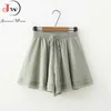 Mulheres Verão Casual Chiffon Calças Curtas Cintura Alta All-Match Bonito Doce Meninas Ruffled Loose A-Linha Grande Perna Shorts Coreano 210719