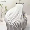 Women's Elegant Sector Pleated Twill Skirt With Chiffon Liner Female High Waist Side Zipper White Long Skirts Spring SK521 210730