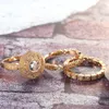 Klaster pierścienie 2021 Brand Rich Drzewo Moda Trzyczęściowy Parasolowy Kształt Golden Lady Pierścień Kryształ Złota Dziewczyna ślubna