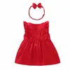 Girl's Dresses Estate 1 anno Bebunety Dress Party Dress Red Princess Style Compleanno per matrimoni e battesimo 2