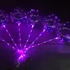 Hela 20 -tums klara lysande LED -bobo -ballonger med 70 cm Stick Wedding Party Decorations Ballon7074357