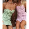 Summer Elegant Mini Dress Women Sexy Low-cut lace suspenders fresh daisy beach Dresses women party lady loose Sundresses 210514