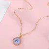 S2447 Fashion Jewelry Evil Eye Necklace Resin Love Heart Round Blue Eyes Pedant Necklaces