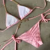 Sexy Trójkąt Swimsuit Kobiet Kryształ Kostium Kąpiel Bandaż Letnie Bathers Push Up Swimwear Kobiety Extreme Bikini Set Micro 2019 X0522
