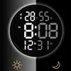 Digital Electronic LED Wall Clock Luminous Large Clock Digital Temperature And Humidity Electronic Clock Modern Design 12 Inches 210724