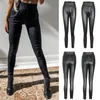 Pantaloni da donna Moda Sexy Ladies Leisure Skinny PU Leather Push Up Wet Look Clubwear Pantaloni a matita Cerniera posteriore Taglia S-XL 210522