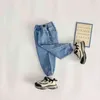 Autumn cute girls fashion side pearl casual jeans 1-6 years baby girl all-match denim pants 210331