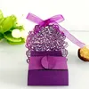 Favor Holders Rose Flower Laser Cut Hollow Candy Boxes Carriage Presentväskor Favor Box med Ribbon Wedding Party Supplies