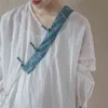 Johnature Women White Bandage Dresses Vintage Ramie V-Neck Patchwork Färgknapp Vår Kinesisk stil Original Robes 210521