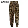 Calças dos homens Liasoso Leopardo Animal Sweetpants Streetwear Moda Solto Suor Jogging Casual Harajuku Imprimir Mulheres Homens Calças