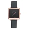 lady Square Wristwatch New Quartz Watch with Wrinkled Leather Strap for Women colour fourteen
