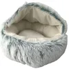 Pet Dog Cat Round Plush Bed Semi-enclosed Soft Kennel Cats Nest for Deep Sleep Comfort in Winter