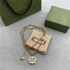 Trendy Rhinestone Pendant Necklaces Diamond Double Letter Long Necklace Sweater Chain With Gift Box For Women Jewelry