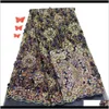 Klädkläder afrikansk lila tyg med paljetter franska tyll spetsar för nigeriansk fest 1 kjg9o2431