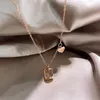 Pendant Necklaces Trendy Hourglass Inlaid Rhinestones Hollow Out Deco Rose Gold Titanium Steel Necklace Jewelry Gifts