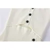 Women White Patchwork Hollow Asymmetrical Sweater Dress Round Neck Sleeveless Slim Fit Fashion Tide Summer 7E0081 210421