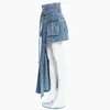 Twotyle Asymetryczna spódnica dla kobiet Wysoka talia z skrzydełek Nieregularne dorywczo spódnice kobiet lato styl mody 210621
