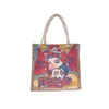 Nxy Shopping Bags Bolso De Mano Arpillera Con Estampado Diseo Vintage Para Mujer Bolsa Pequea a Reutilizable Yute Dibujos 0209