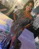 Plus size Arabische aso ebi luxueuze zeemeermin kanten prom jurken kristallen kristallen illusie avond formeel feest tweede receptie jurken jurk zj224