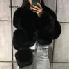 Veste de fourrure en cuir imitation noire courte femme hiver vêtements d'extérieur épais chaud faux manteaux plus taille pardessus moelleux 211220