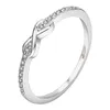 Anéis de casamento Figura figura 8 estilo de linha única anel de diamante de diamante simples zircão de zircão pequeno cauda