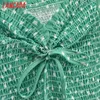 Fashion Women Green Flowers Print Off Shoulder Bow Short Sleeve Ladies Mini Dress 1F187 210416