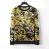 Man Classic Pattern Sweater Men Letter Pattern Business Loose Clothes High Quality Boy Autumn Winter Long Sleeve Top Fashion Golden Flowers