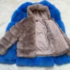 Cappotto di pelliccia di volpe sintetica Moda invernale da donna Cappotti artificiali a maniche lunghe Giacca da donna con cappuccio calda e spessa y