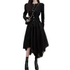 Dark Black Suit Women's Autumn and Winter Style Foreign Korean Long Sleeve Coat Mesh kjoltemperament Två stycken byxor