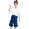 Teen Girls Clothing Solid Tshirt + Denim Pants Outfits Summer Tracksuit Casual Style Costumes For Children 6 8 10 12 210528