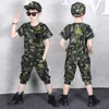 Zomer t-shirt korte broek jongens mode tienerjongen camouflage pakken katoen O-hals sport sets kleding voor kinderen 12 13Y 210622