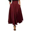 Skirts Women Black Long Woman High Waist Elegant Colorful Casual Retro Cotton A Line Evening Female 210428