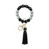 Silikon kärlek pärlor tassel charm armband nyckelringar wrap armband nyckelring hänger mode smycken vilja och sandig