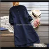 Kleding Apparel Drop Levering 2021 Womens Casual Losse Lange Mouw Jurk Kafan Tuniek Gypsy Etnische Jurken Vestidos Plus Size 3XL GLJT6