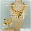Oorbellen ketting sieraden sets mejewelry mode Dubai goldplated set voor vrouwen grote bloem verlovingsfeest FHK12175 druppel levering 2021 vw