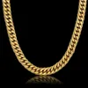 Heren gouden ketting kettingen stainltaal goud kleur 14mm dikke stoeprand Cubaanse link ketting ketting voor mannen hiphop sieraden groothandel x0509