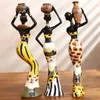 3 pièces/ensemble femmes africaines Figurines résine artisanat Tribal dame Statue exotique poupée bougeoir cadeau décoration de la maison Sculptures