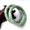 Braccialetto naturale giadeite colore intagliato a mano rotondo braccialetto di giada braccialetto moda boutique gioielli luce verde chiaro fiore floating verde