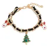 Christmas Charm Bracelet Santa Claus Snowflake Snowman Glove Alloy Tassel Bracelets For Xmas Decoration Party Gift 6 styles wholesale