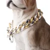 10/12 / 15/17 / 19mm Wysokiej jakości Stainlsteel Silver Color / Gold Black Curb Cuban Chain Pet Collar Choker Dostosuj Naszyjnik X0509