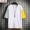 Sfabl Summer Men T Shirt Patchwork Luźne Topy Tees Fashion Tshirt Mężczyzna Krótki Rękaw Hip Hop s T-shirt dla młodych 210629