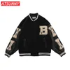 ATSUNNY Cappotto invernale da uomo Hip Hop Giacca da baseball da uomo Harajuku Giacca da college retrò Giacca casual Cappotto moda Streetwear Top 210819