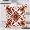 Kudde / dekorativa kudde Hem Textilier Trädgårdsinredning Indien Broderi Geometrisk Er Vintage Grå Flower Cushion Dekorativ Case Sham 45x45c