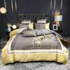 Bettwäsche-Sets, atmungsaktive Bettwäsche im europäischen Stil, Pferdestickerei aus Seidenbaumwolle, doppelter Bettbezug, Bettlaken-Kissenbezug, luxuriöse Heimtextilien